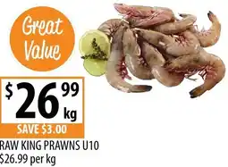 Supabarn Raw king prawns u10 offer