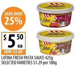Supabarn Latina fresh pasta sauce selected varieties offer