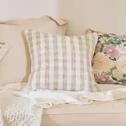 Pillow Talk Cortona Check Square Cushion by Habitat offer