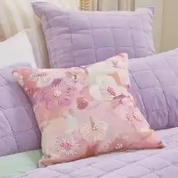 Pillow Talk Poppy Embroidered Square Cushion by M.U.S.E offer