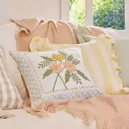 Pillow Talk Daphne Floral Embroidered Square Cushion by M.U.S.E offer