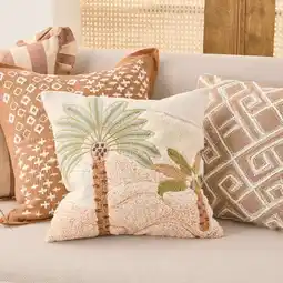 Pillow Talk Tropea Palm Embroidered Square Cushion by M.U.S.E offer