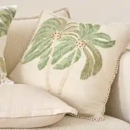 Pillow Talk Hula Beaded Tropical Palm Square Cushion by M.U.S.E offer