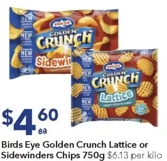 Ritchies Birds Eye Golden Crunch Lattice or Sidewinders Chips offer