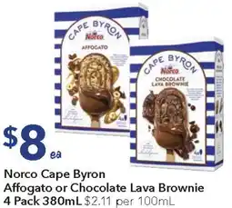 Ritchies Norco Cape Byron Affogato or Chocolate Lava Brownie offer