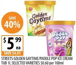 Supabarn Streets golden gaytime/paddle pop ice cream tub offer