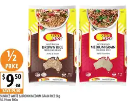 Supabarn Sunrice white & brown medium grain rice offer