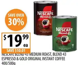 Supabarn Nescafe blend 43 medium roast blend 43 espresso & gold original instant coffee offer
