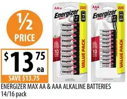 Supabarn Energizer max aa & aaa alkaline batteries offer