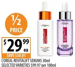 Supabarn L'oreal revitalift serums offer