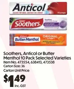 Campbells Wholesale Soothers, Anticol or Butter offer