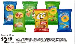 Campbells Wholesale CC's, Cheezels or Thins Chips offer