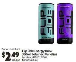 Campbells Wholesale Flip Side Energy Drink Selected Varieties Item No. 141267,154744 offer