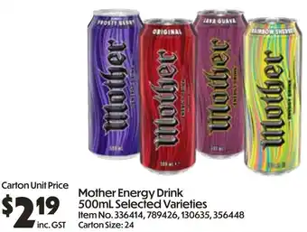 Campbells Wholesale Mother Energy Drink offer