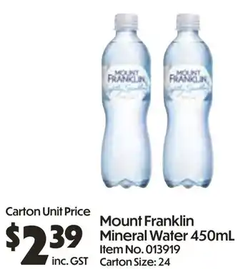 Campbells Wholesale Mount Franklin Mineral Water offer