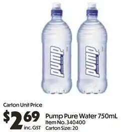 Campbells Wholesale Pump Pure Water offer