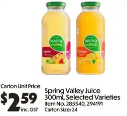 Campbells Wholesale Spring Valley Juice offer