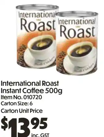 Campbells Wholesale International Roast Instant Coffee offer