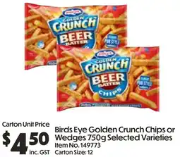 Campbells Wholesale Birds Eye Golden Crunch Chips or Wedges offer