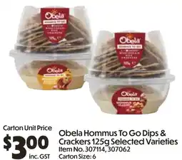 Campbells Wholesale Obela Hommus To Go Dips & Crackers offer
