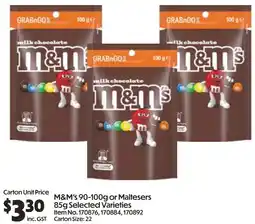 Campbells Wholesale M&M's 90-100g or Maltesers offer