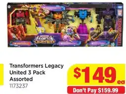 Mr Toys Transformers Legacy United 3 Pack Assorted offer