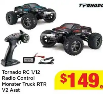 Mr Toys Tornado RC 1/12 Radio Control Monster Truck RTR V2 Asst offer