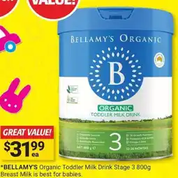 Cincotta Chemist Bellamy's Organic Toddler Milk Drink Stage offer