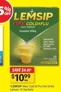 Cincotta Chemist LEMSIP Max Cold & Flu Hot Drink offer