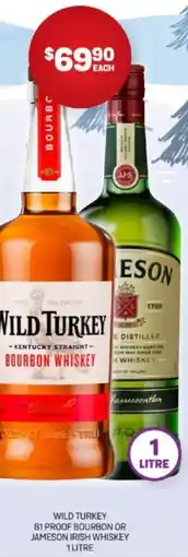Harry Brown Wild turkey bourbon or jameson irish whiskey offer