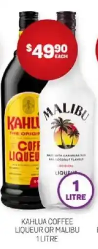 Harry Brown Kahlua coffee liqueur or malibu offer