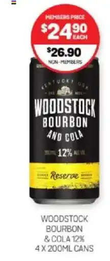 Harry Brown Woodstock bourbon bourbon and cola offer