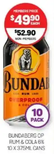 Harry Brown Bundaberg op rum & cola offer