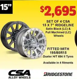 Jax Tyres RIDGELINE Satin Black LC & Full Machined LC Wheels offer