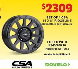 Jax Tyres SET OF 4 CSA RIDGELINE Satin Black LC Wheels offer