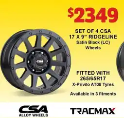 Jax Tyres SET OF 4 CSA RIDGELINE Satin Black LC Wheels offer