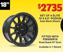 Jax Tyres SET OF 4 ELITE PODIUM Satin Black Wheels offer