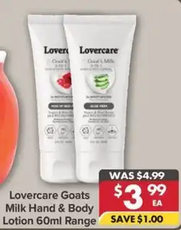 Pharmacy4Less Lovercare goats milk hand & body lotion offer