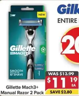 Pharmacy4Less Gillette Mach3+ Manual Razor 2 Pack offer