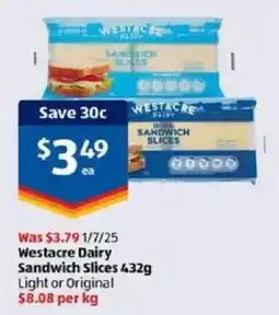 ALDI Westacre dairy sandwich slices offer