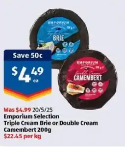 ALDI Triple Cream Brie or Double Cream Camembert offer