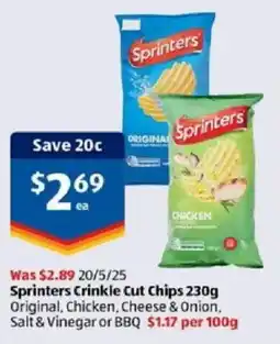 ALDI Sprinters Crinkle Cut Chips offer