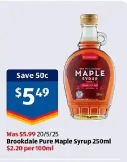 ALDI Brookdale Pure Maple Syrup offer