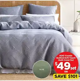 Spotlight KOO Yasmin Quilted Soft Touch Quilt Cover Set offer