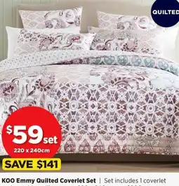 Spotlight KOO Emmy Quilted Coverlet Set offer