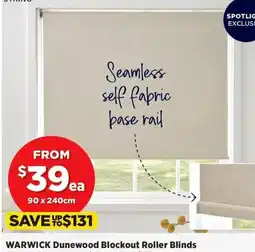 Spotlight Warwick Dunewood Blockout Roller Blinds offer
