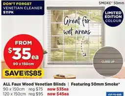 All faux wood venetian blinds | featuring 50mm smoke
