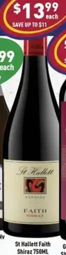 Liquor Legends St Hallett Faith Shiraz offer