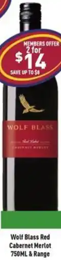 Liquor Legends Wolf Blass Red Cabernet Merlot & Range offer