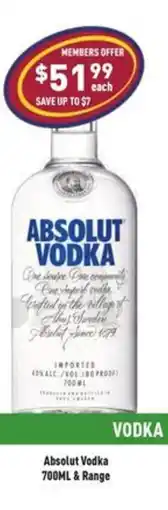 Liquor Legends Absolut Vodka offer